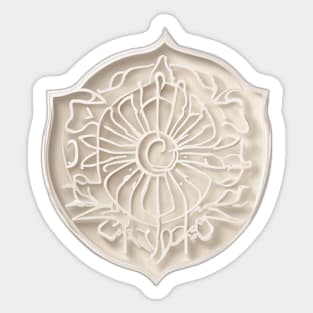 Mystical White Floral Crest Emblem No. 883 Sticker